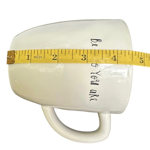 Rae Dunn Be WHo YoU aRe Mug Coffee Tea White with Yellow Interior Dimples 2017 - Picture 11 of 13